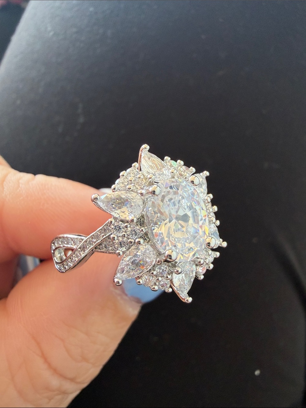Silver Halo Statement Ring size 9